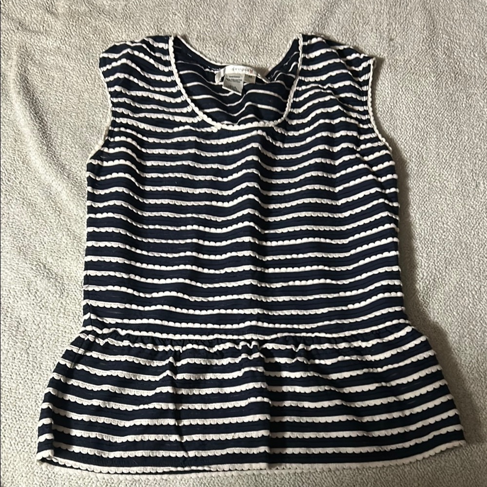 Studio M Blue and White Blouse Knit Casual Style